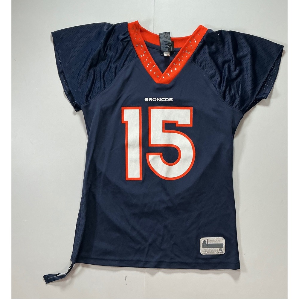 VTG Y2K Reebok Denver Broncos Tim Tebow 15 Jersey Women S Rhinestone V Neck